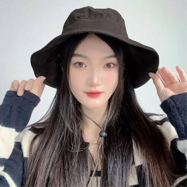 여성 와이어챙 버킷햇 다크브라운