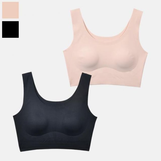 베이지 검정 브라탑 스포츠브라 여성 브라 심리스 언더웨어 편한 속옷