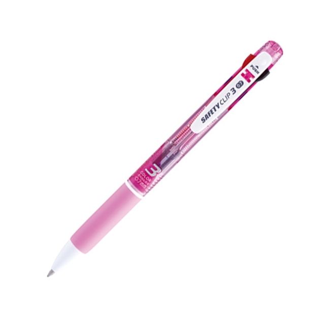혜명몰 마이펜)세이프티클립3색 볼펜(0.7mm/핑크) 사은품볼펜 판촉용볼펜 선물용펜 관공서볼펜 회사볼펜