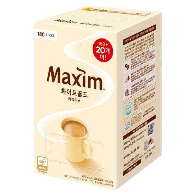 혜명몰 동서 맥심 화이트골드믹스 160T+20T 믹스커피 - 개 (1개입) 회사커피 원두커피 사무실간식 사무실커