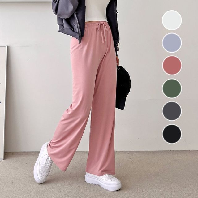 포이 편한 데일리 여성 스판 일자 와이드 팬츠 바지