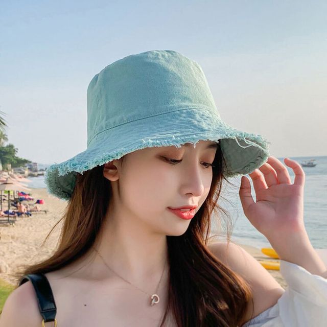 여자모자 빈티지 스웨트밴드 프린지챙 버킷햇 벙거지