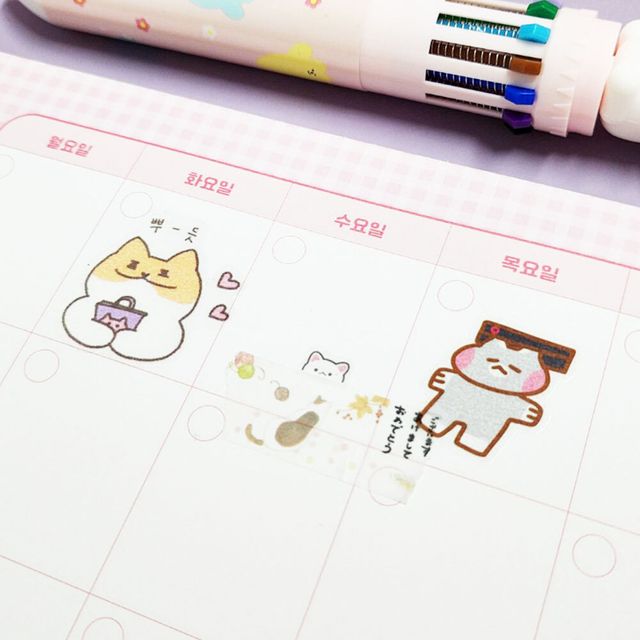 수채화 마스킹 테이프 고양이