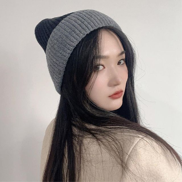 비타리토 포근한 기모 니트 비니 23x30cm 블랙