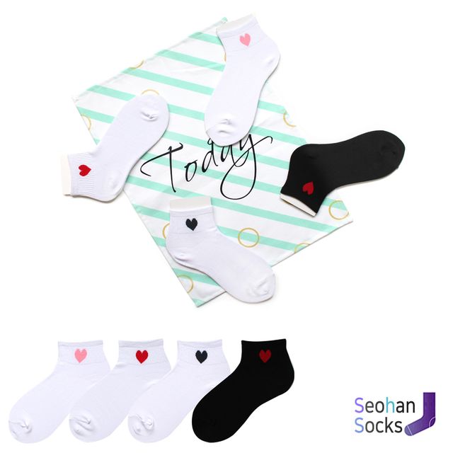 에어워크 여자 단목 미니하트 단목 양말 4족 SET