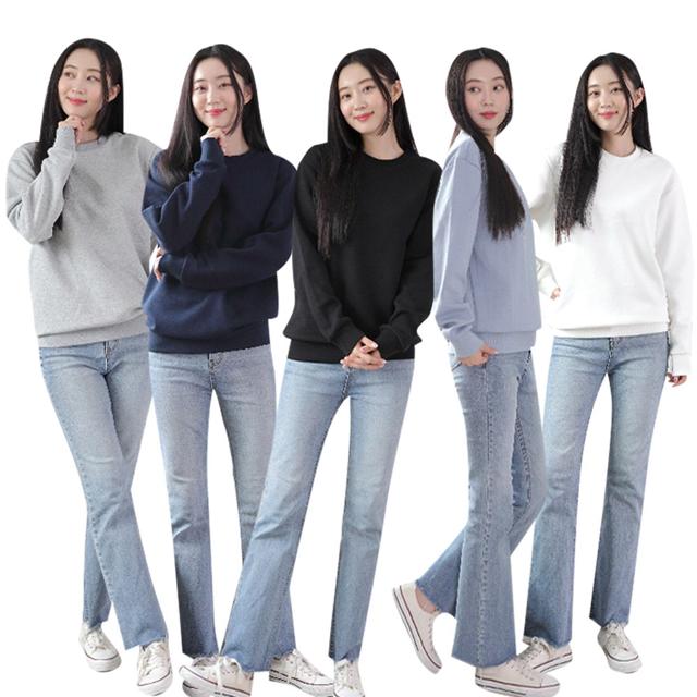 무지 쭈리 맨투맨 남녀공용 라운드넥 오버핏 티셔츠