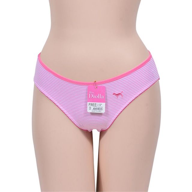 스트라이프 패턴 심플 면 여성 삼각팬티 내츄럴