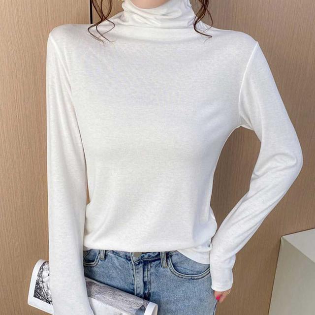 얇은 반폴라 목티셔츠 여성 봄 겨울 데일리 이너