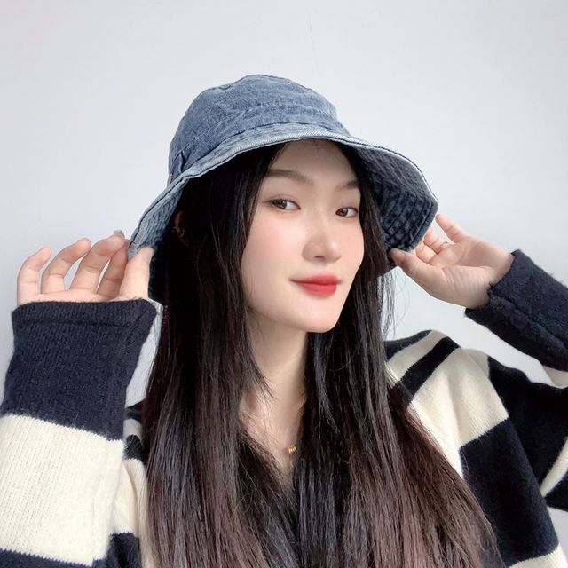 중청 데님 벙거지 여성 버킷햇 캔버스