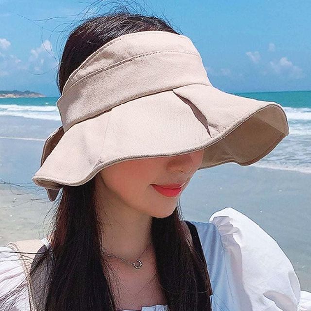 썬캡 자외선차단모자 리본 선캡 모자 햇빛 베이지 썬캡 여성
