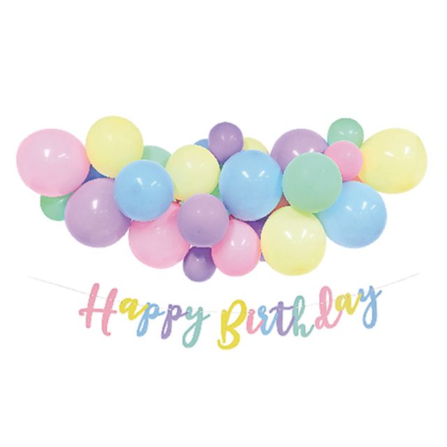 생일가랜드풍선 파스텔생일파티가랜드세트
