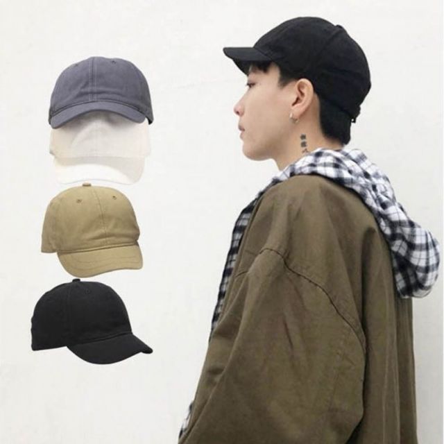 볼캡 모자 짧은챙 찍찍이 조절 무지모자 4색 숏챙 야구모자