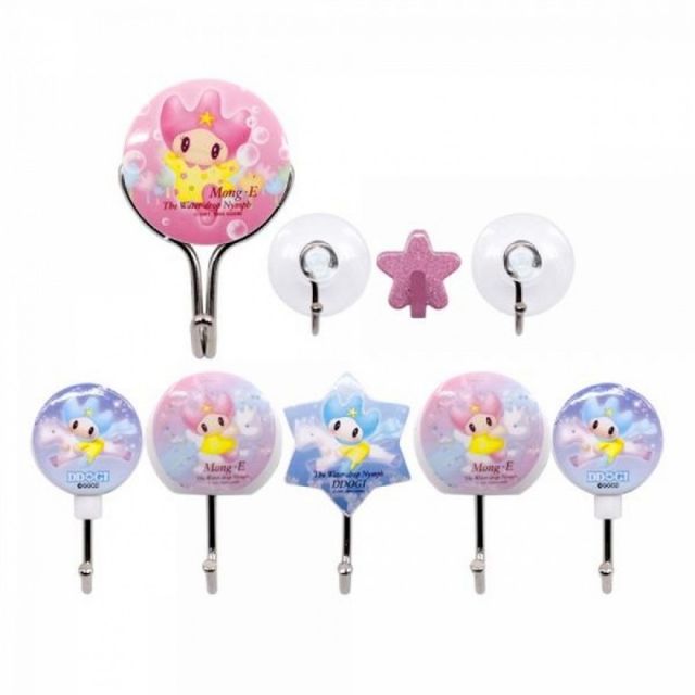 벽고리 벽면 행거 몽이캐릭터 옷걸이 9P