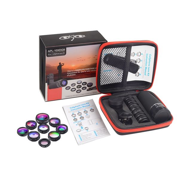 APEXEL 10 in 1 휴대 전화 렌즈 망원 어안 렌즈 와이