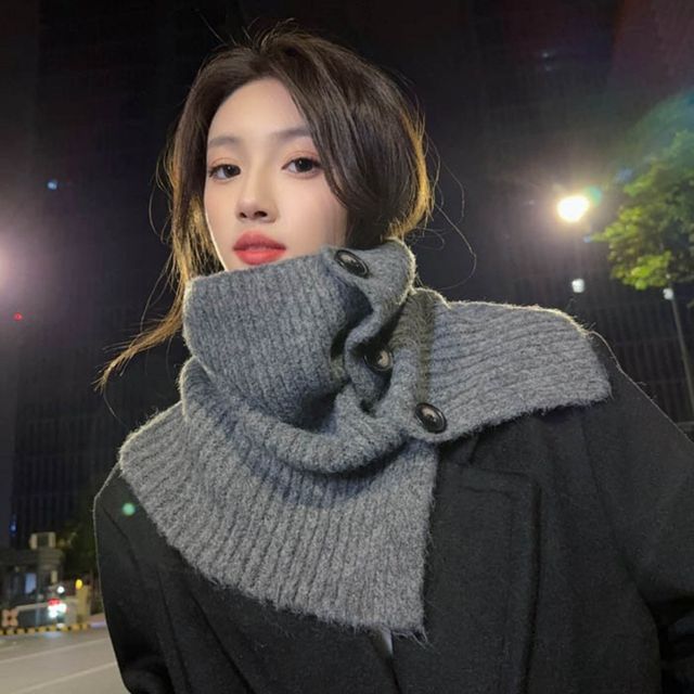 여성 겨울 코디아이템 두툼 포근 단추 넥워머 머플러