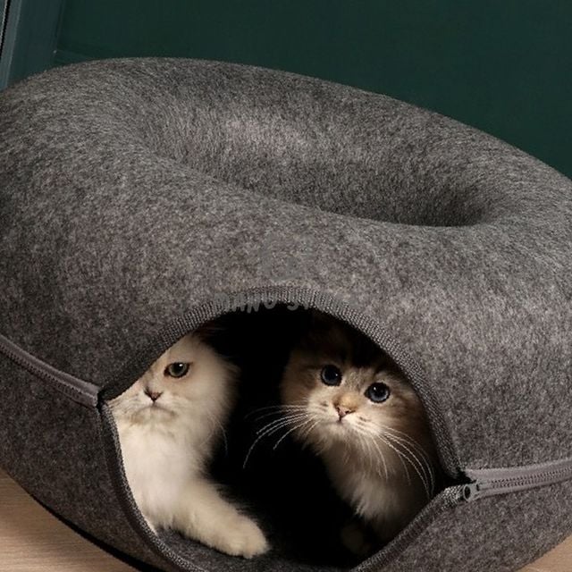고양이쿠션 고양이숨숨집 고양이 도넛 터널 숨숨집 60cm 다크그레이