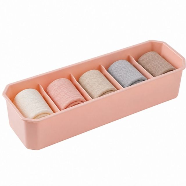 핑크 5칸 양말 칸막이 정리함 속옷 수납함