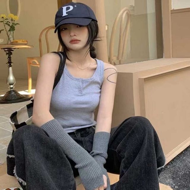 여성 크롭티셔츠 데일리 민소매 스트릿 반팔 티셔츠