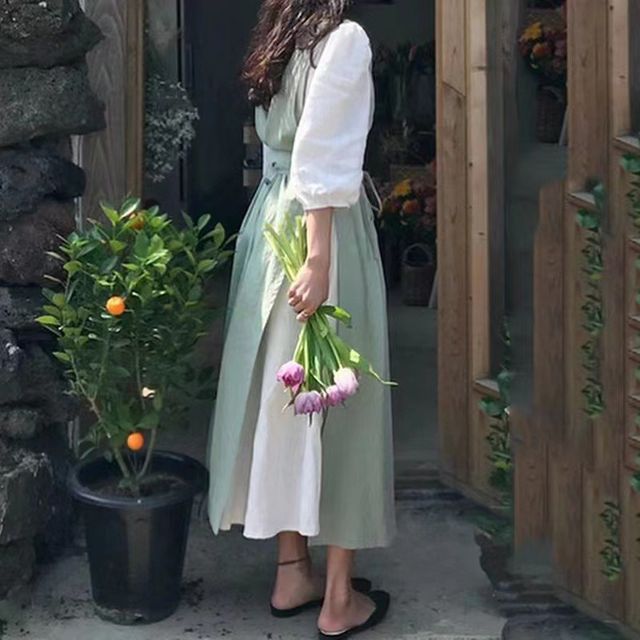 메르올린 소프트 순면 원피스형 앞치마 어린이집 예쁜작업 카페 바리스타 미용실 주방 에이프런 빅사이즈