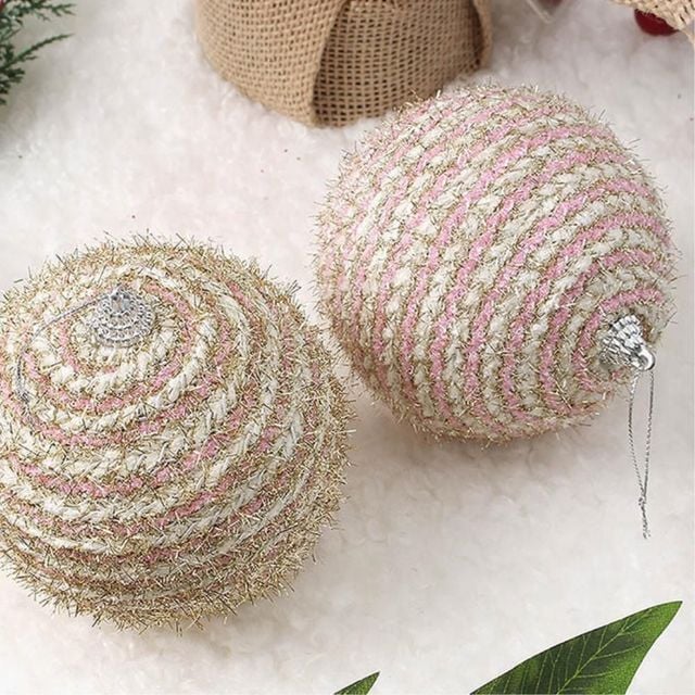 핑크블라썸 장식볼 2P 10cm 골드핑크