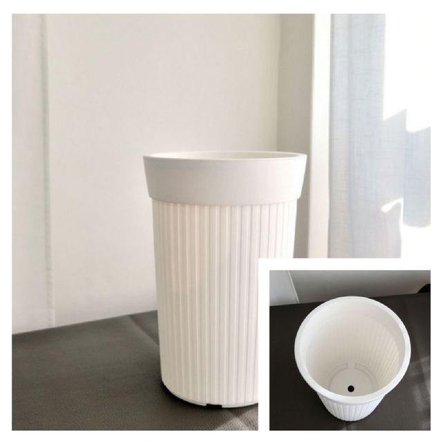 고강도 플라스틱화분 세로줄롱팟 29x50cm 화이트 가벼운화분 흰색화분 집화분 거실화분