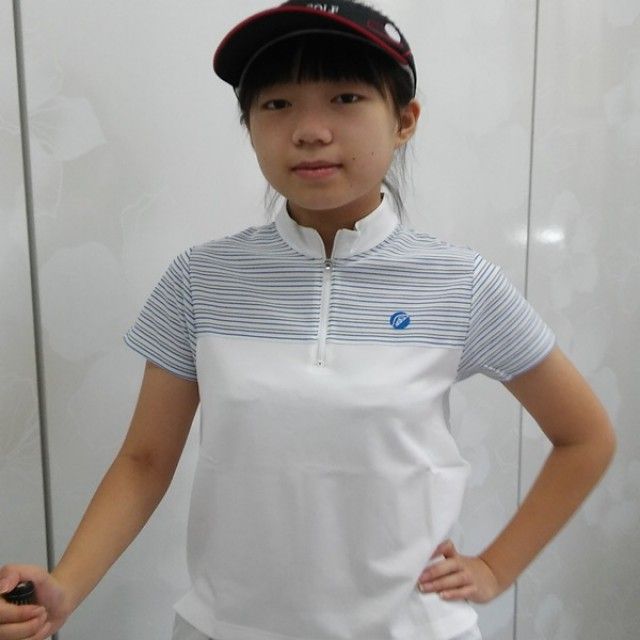 파라다이소 골프 아동 하프넥 스트라이프 반팔티_화이트 그린외