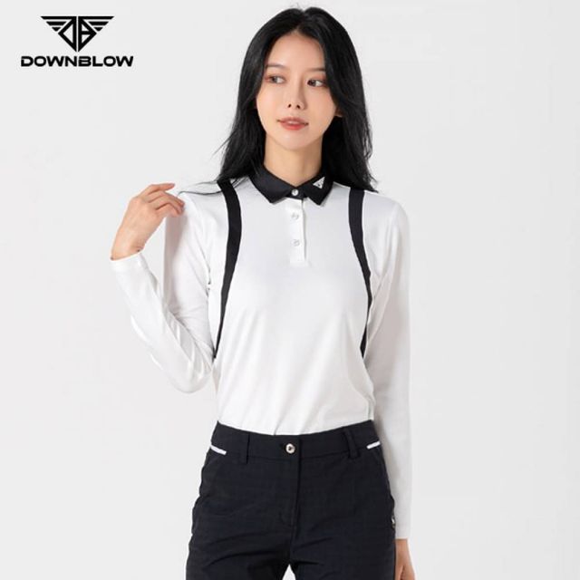 TBZ JJM-SS191 여성 띠 포인트 화이트 골프티셔츠
