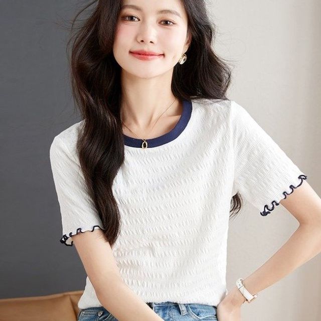 여름 얇은 쉬폰 셔츠 신상 핫 여성 반팔 티셔츠