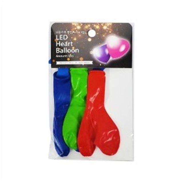 (PC) LED풍선 25cm 하트풍선 (3입)