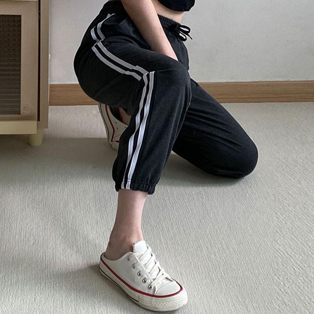 옆 두줄 면 조거 팬츠 허리밴딩 운동바지 편한 홈웨어
