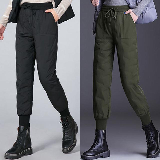 겨울바지 패딩 슬랙스 롱조거형 일자 바지 누빔 방풍