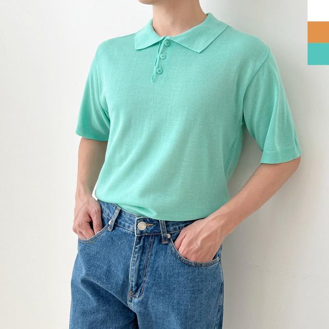 UND 5005 남자카라단추반팔니트티 오버
