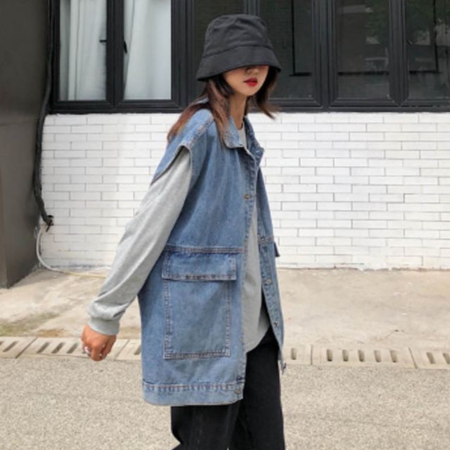 여자 가을 멋스러운 분위기 데님베스트 청조끼
