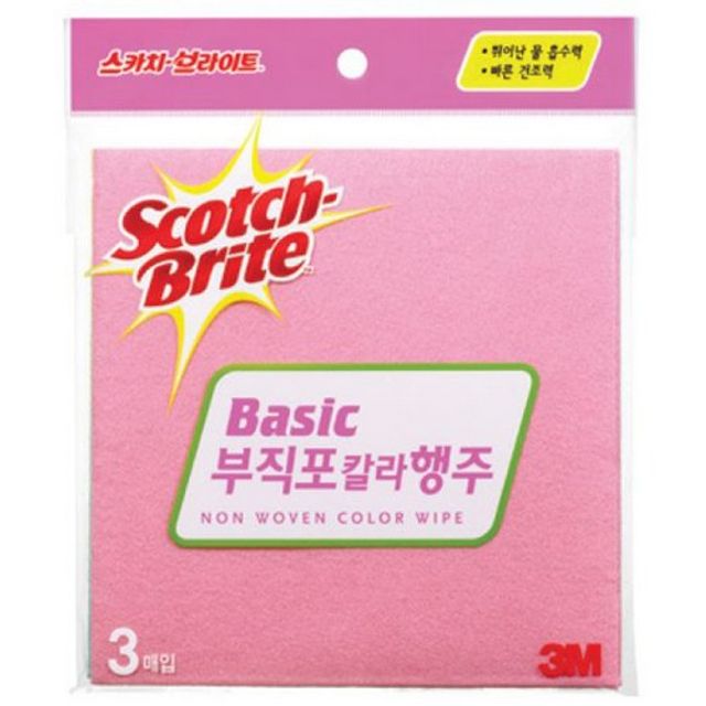 3M 부직포 칼라 행주 3매입 - 다용도 주방 청소 행주