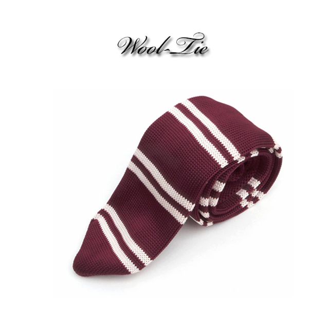 젠틀안트 와인 화이트줄무늬패턴 니트넥타이3-94