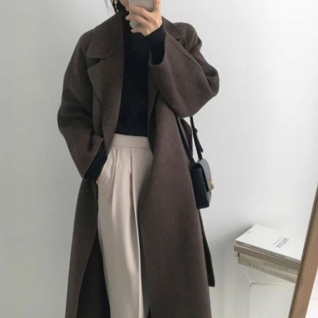 모직 여자 무지 윈터 겨울 클래식한