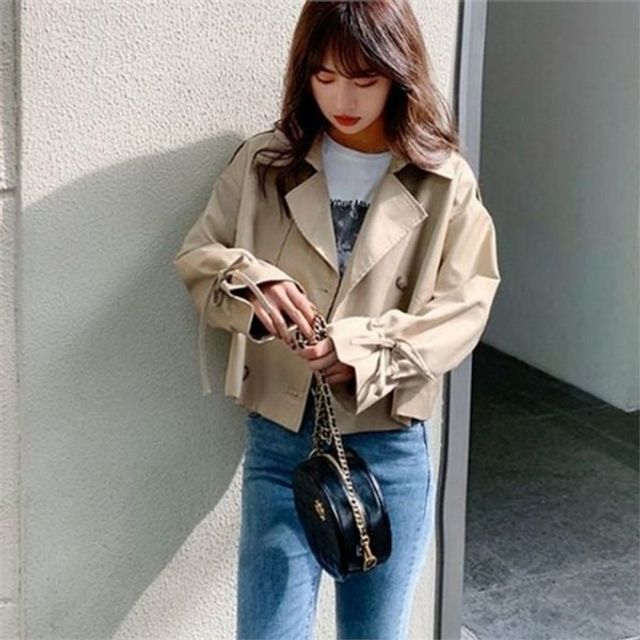 여성 간절기 자켓 여성 봄가을 자켓 오버핏 캐주얼 데일리 베이직 가을 기장 아우터 트렌치 크롭 코트