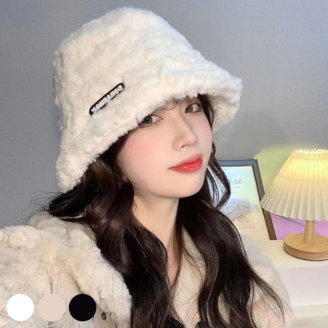 온나핏 부드러운 털소재 영문 라벨 벙거지 모자 URD-2