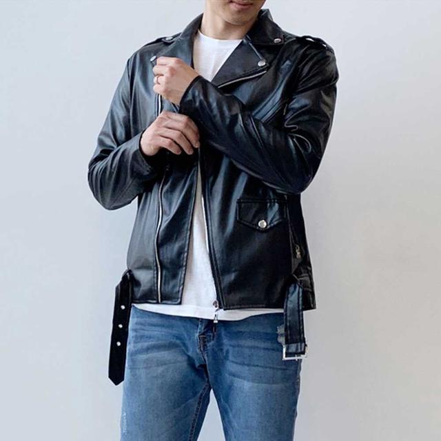 남자 간절기 라이더 가죽 레더 자켓 검정 블랙 코디