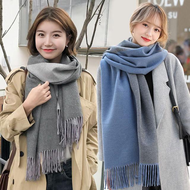 예쁜 여성 겨울 스타일 양면 모조 캐시미어 머플러