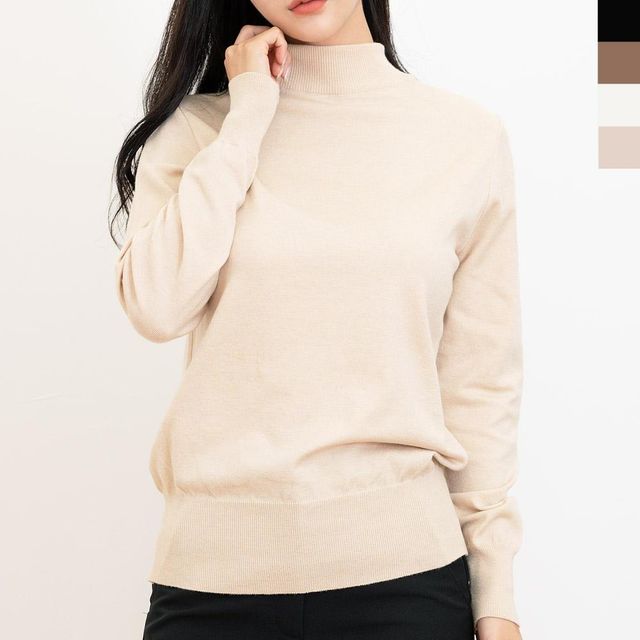 여성 반목 폴라니트 티셔츠 롱 맨투맨 골지 터틀넥