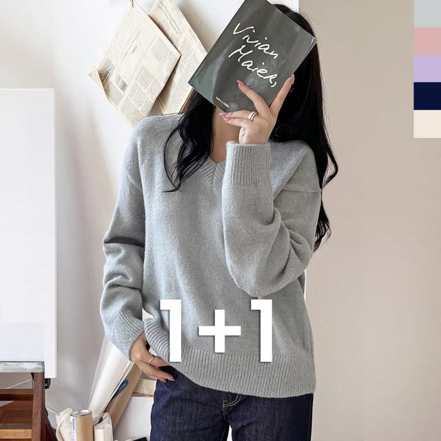 나그랑 빅사이즈라운드넥 봄 니트티 오피스룩 대학생