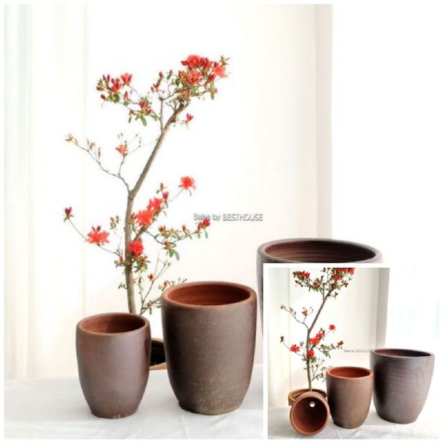 3개셋트 옹기색 미분형 태국산 토분 TS3O 야외화분 베란다화분 정원화분 난간화분