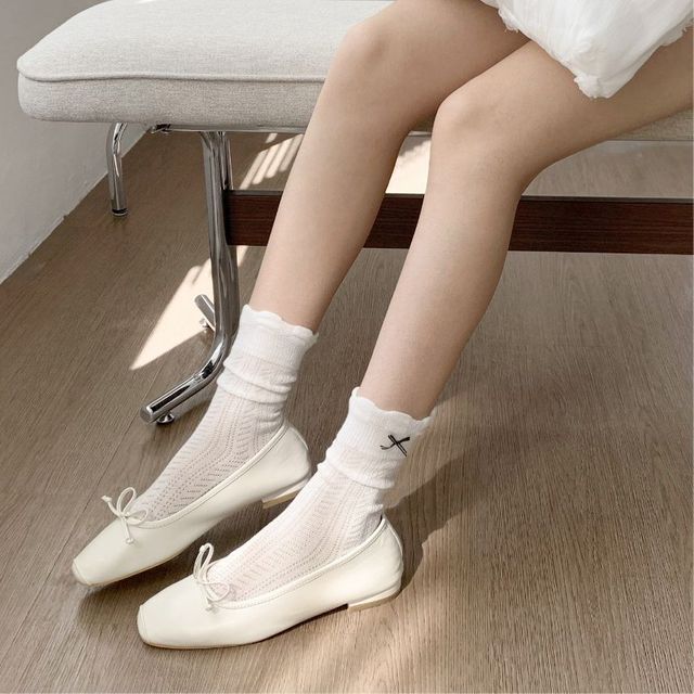 더블유지안 여성 시스루 케이블 중목 양말 여름 루즈핏 데일리 삭스(2color)