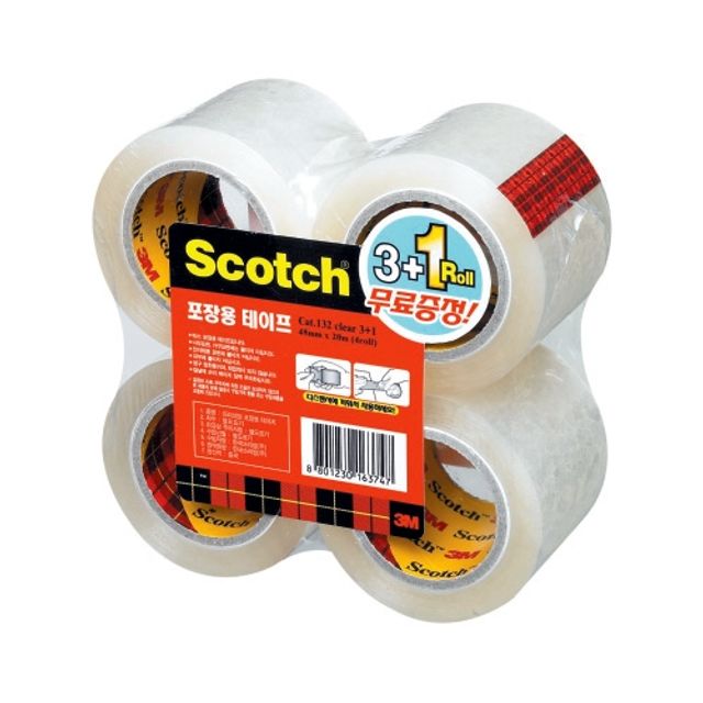 3M 포장용테이프 리필 132R 투명 48mm x 20m 3+1