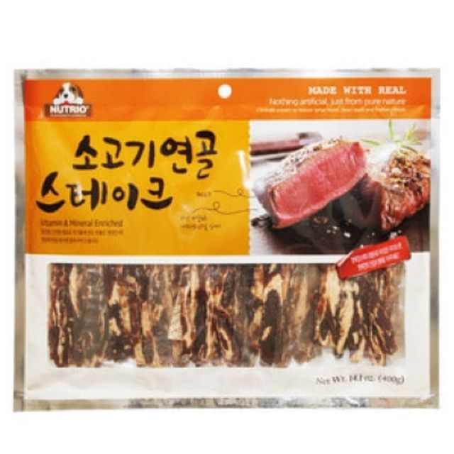 뉴트리오 소고기 연골 스테이크 400g - 강아지 관절 간식 트릿