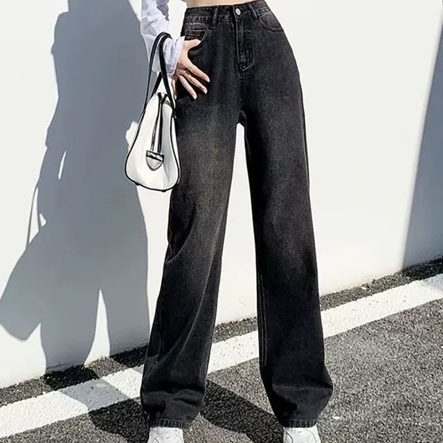검정 와이드 팬츠 데님 여성 데님바지 검정청바지 데님팬츠 와이드팬츠 여성청