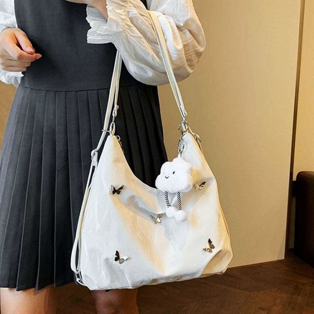 대학생 숄더백 텀블러가방 백 가방 키링 데일리 아이보리 세트