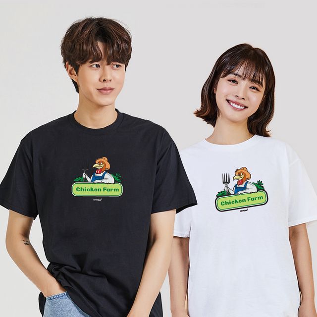 키밍 chicken farm 치킨 재밌는티셔츠 반팔면티