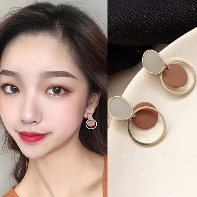 패션 주얼리 이어링 예쁜 더블레이어드 골드귀걸이